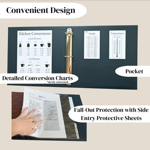 Liv'in Free 3-ring binder design for easy adding and removing recipes