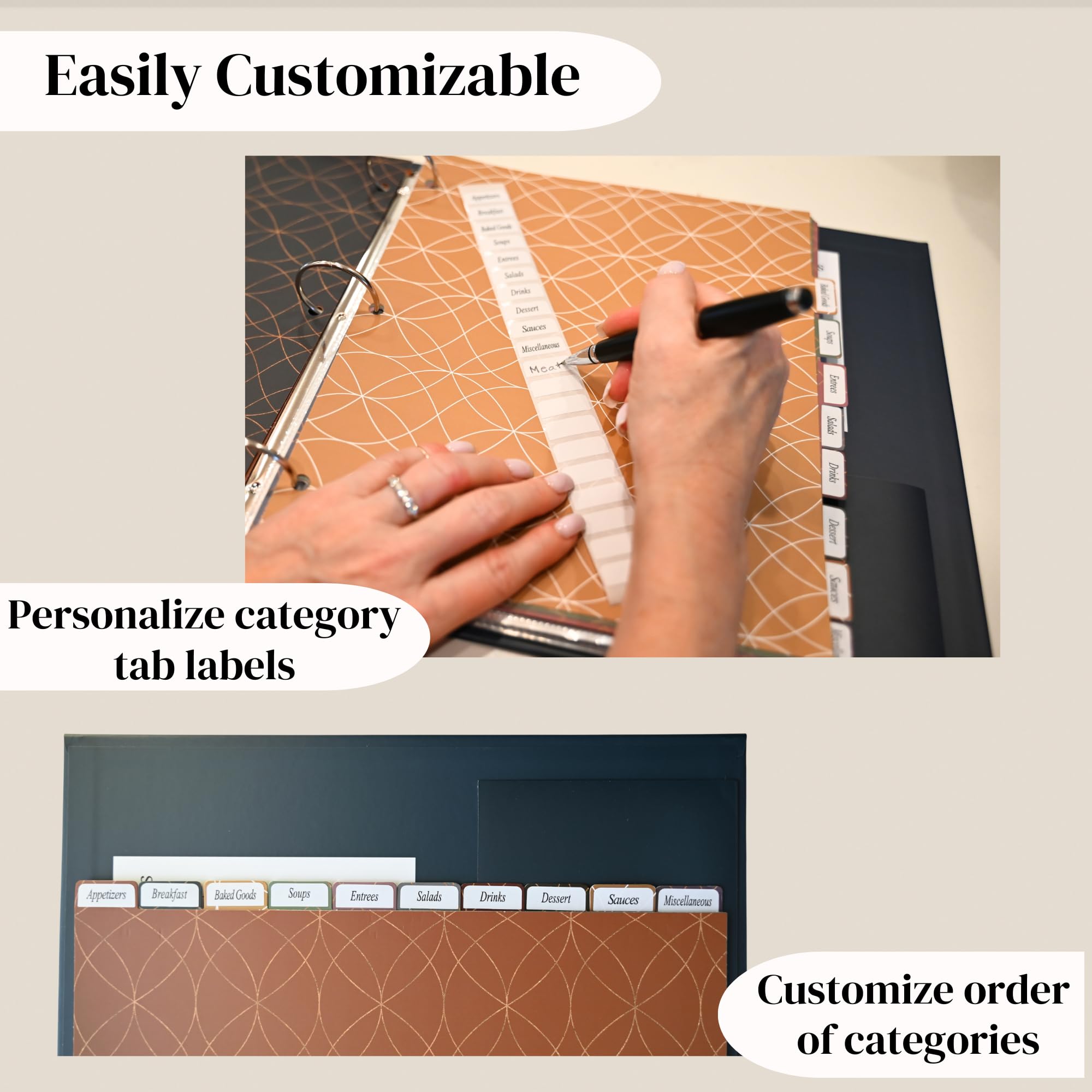 Liv'in Free water-resistant binder protects pages during cooking