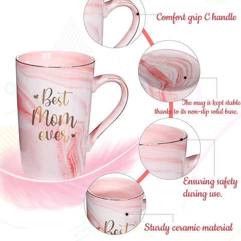 Livinges Best Mom Ever mug with handle visible, ideal gift for moms.