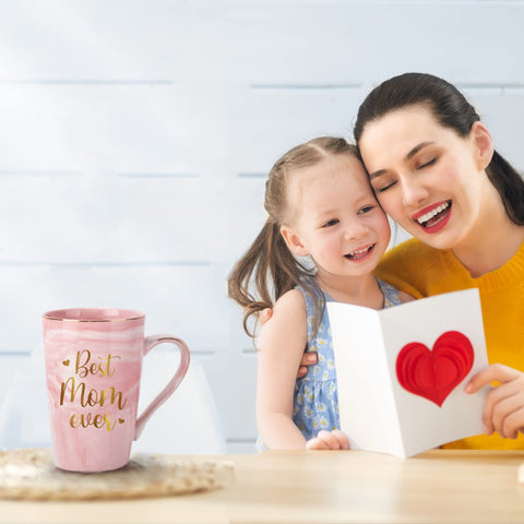 Livinges Best Mom Ever mug interior rim close-up showing durable ceramic.