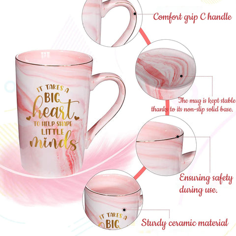 Livinges best-teacher-ever mug closeup pink, cheerful desk companion for daily appreciation