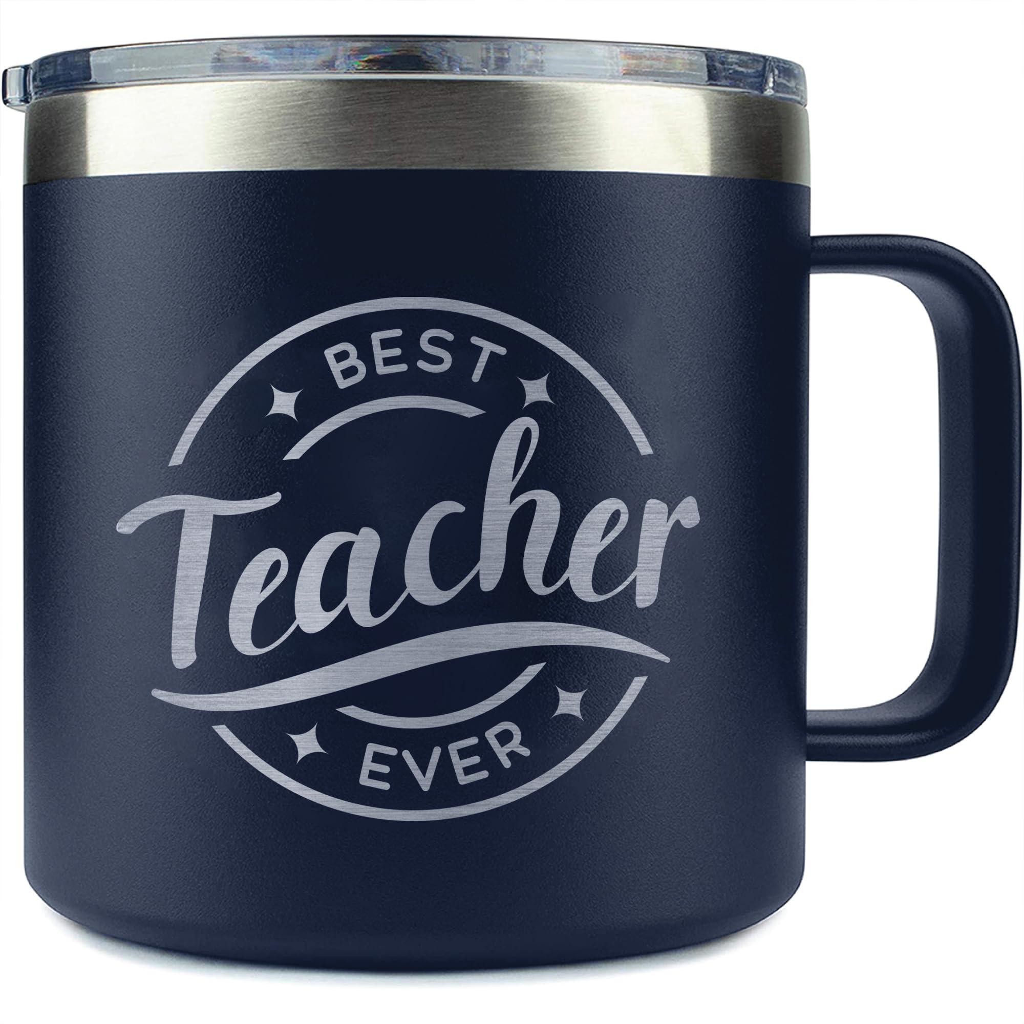 Livinges Best Teacher Ever tumbler close up showing durable print