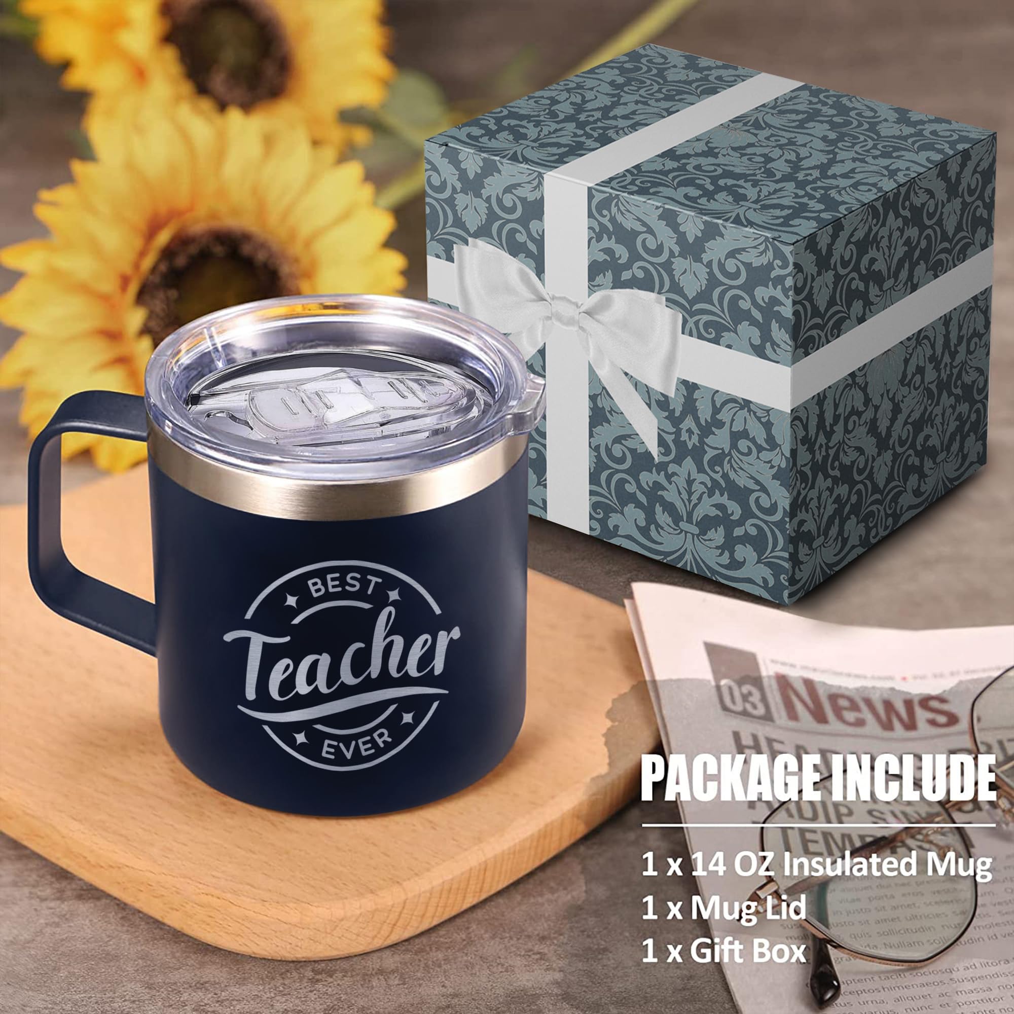 Livinges Best Teacher Ever tumbler detailed design pattern on durable print