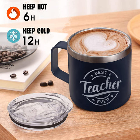 Livinges Best Teacher Ever tumbler side view with ergonomic handle for comfortable daily use