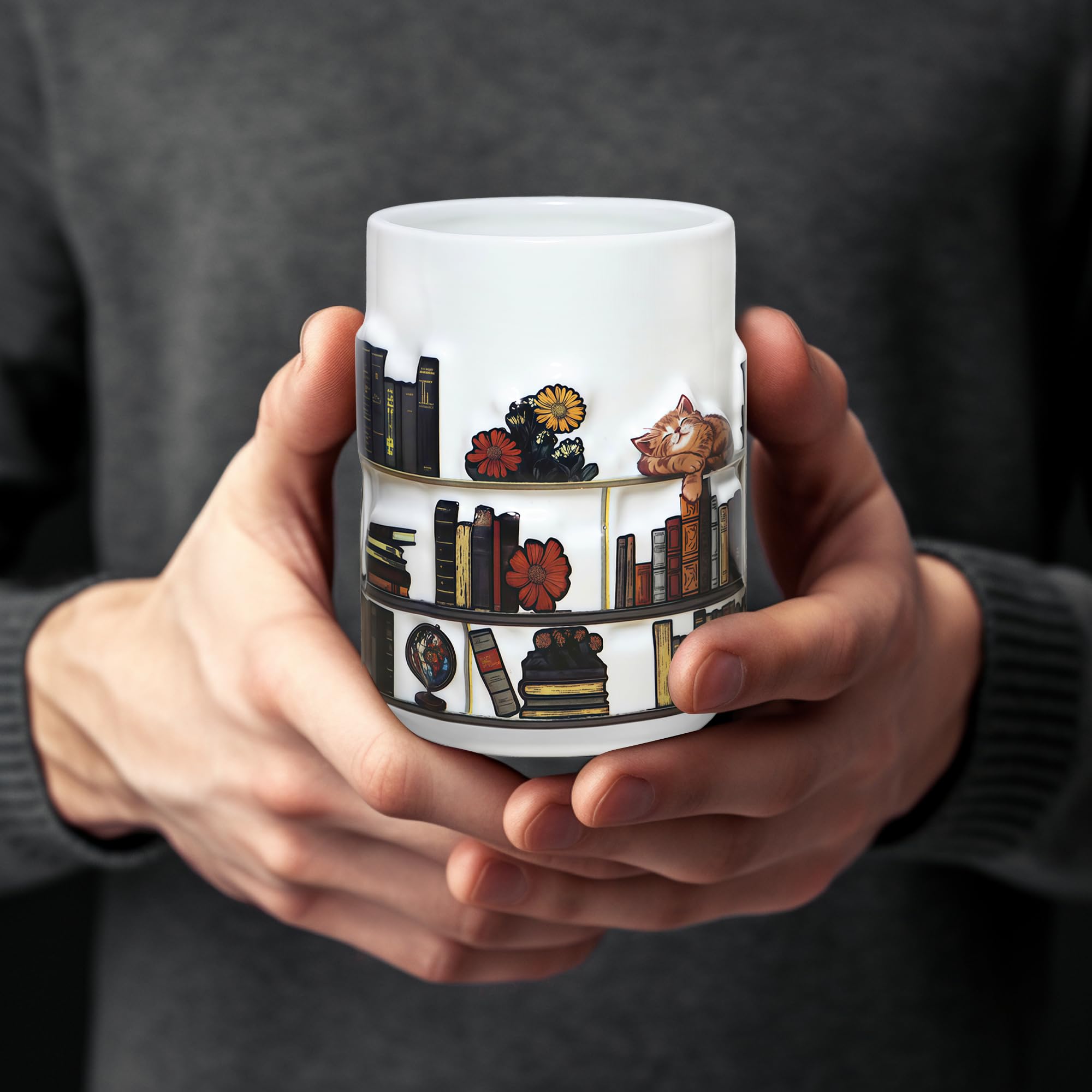Livinges book lover gift idea 3D mug for readers and writers.