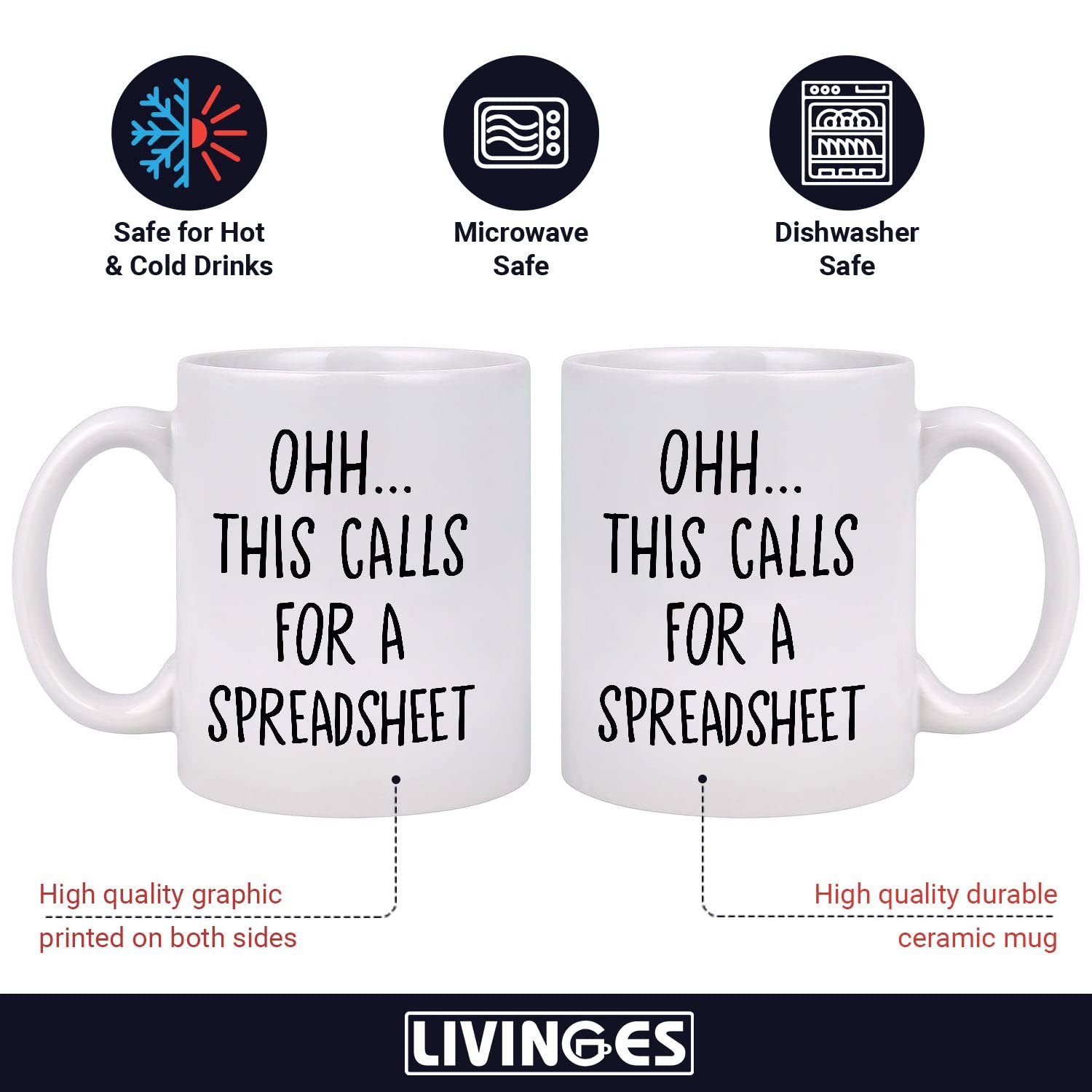 Livinges Excel mug for accountants, a practical coworker gift for spreadsheets.