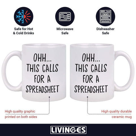 Livinges Excel mug for accountants, a practical coworker gift for spreadsheets.