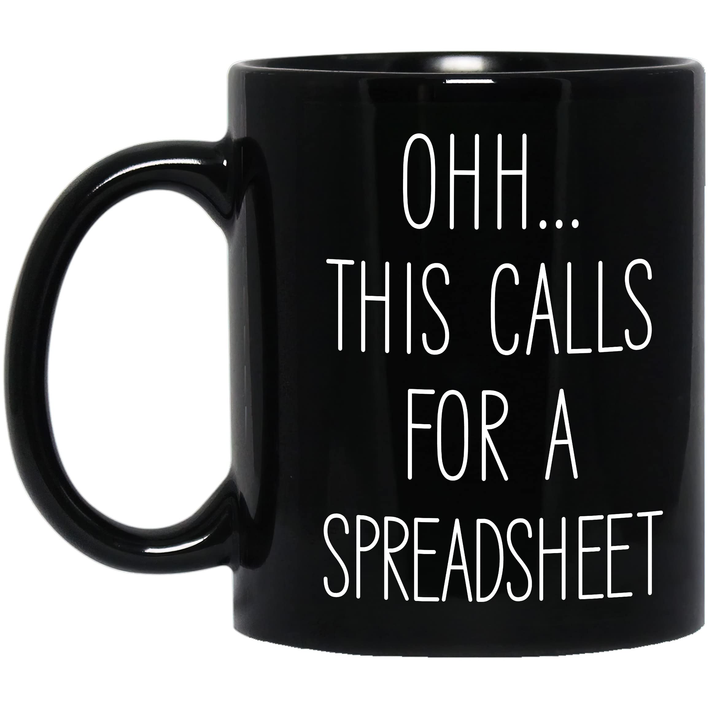 Livinges funny coffee mug featuring spreadsheet design for office humor and desk motivation