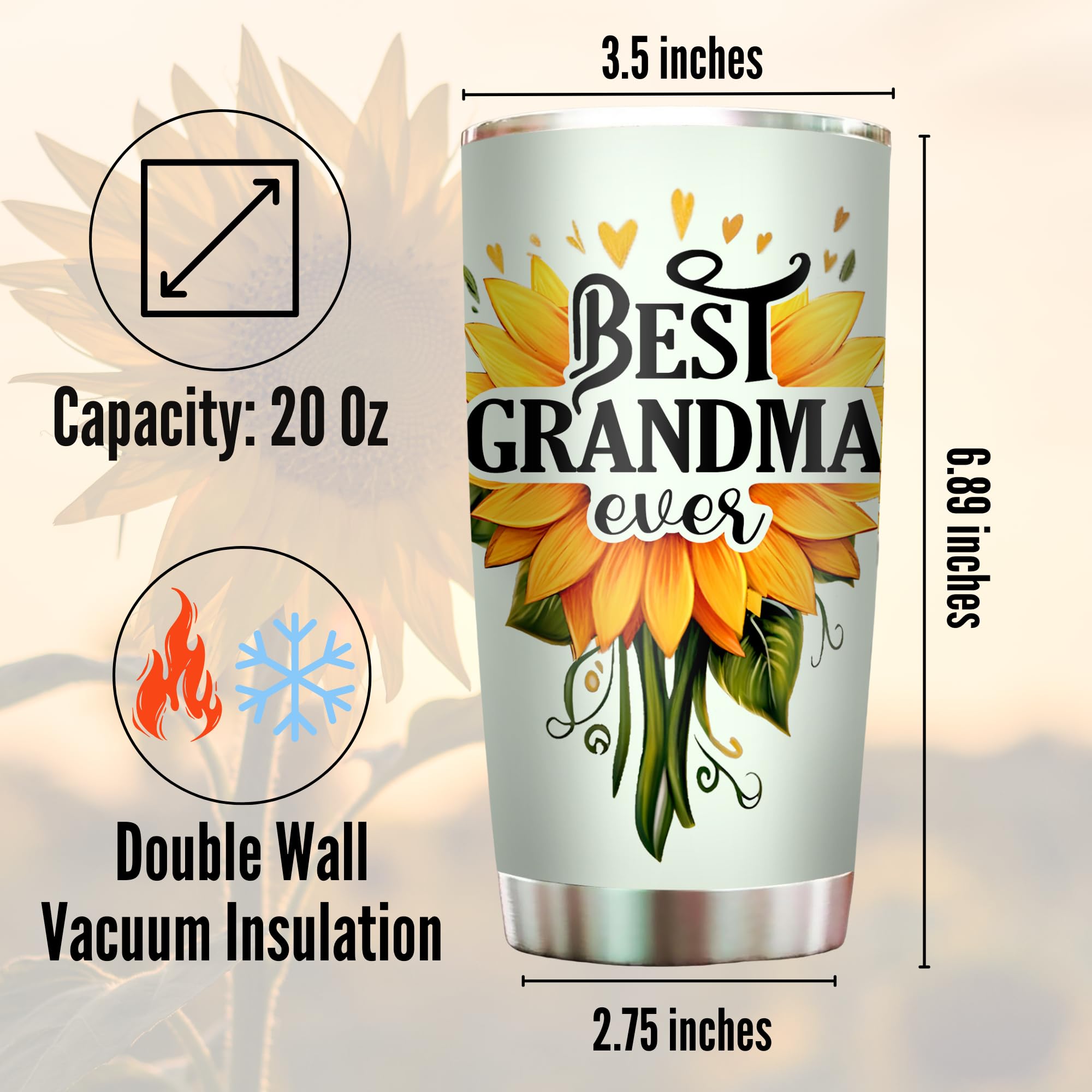 Livinges grandma tumbler christmas gift 20oz ideal holiday present