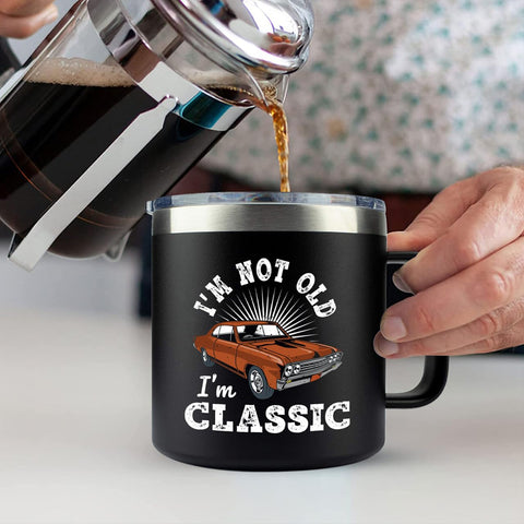 Livinges humorous two-sided design tumbler for dad smiling every day.