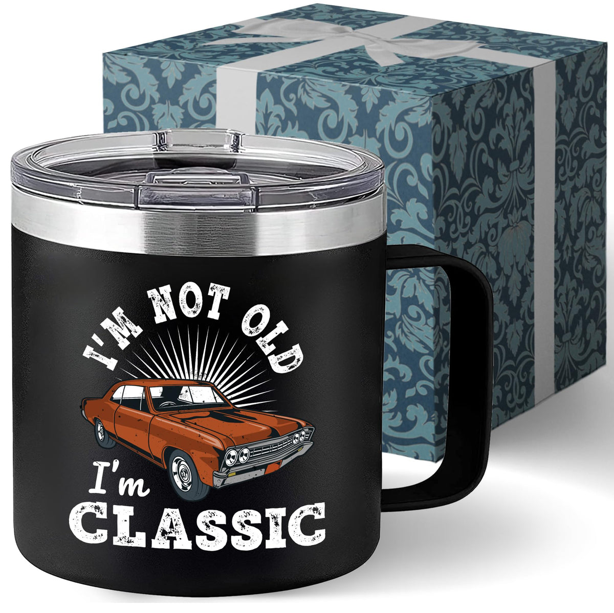 Livinges im not old im classic tumbler with lid for spill-free daily use.