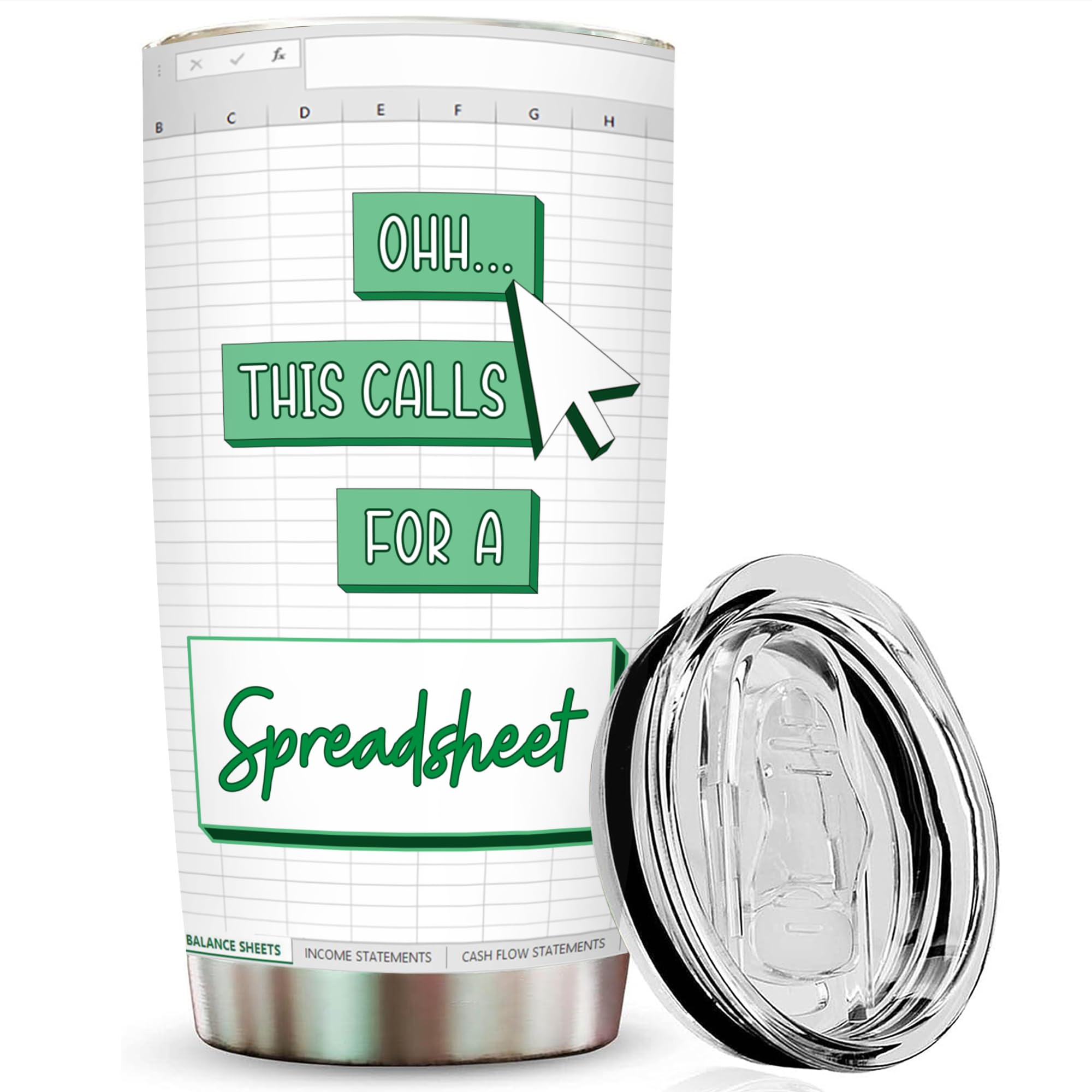 Livinges Oh This Calls For A Spreadsheet Tumbler front view ideal for desk-ready coffee