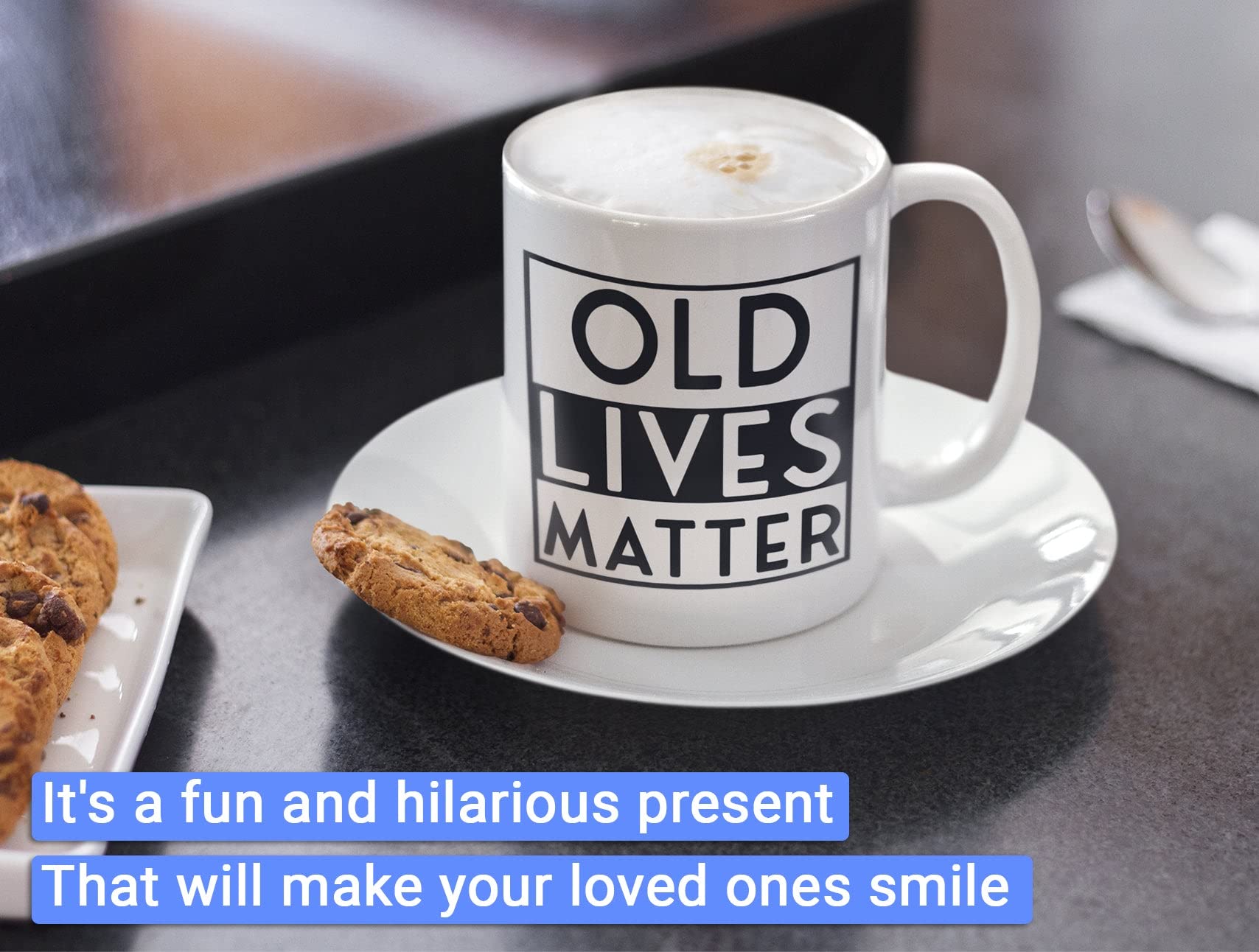 Livinges Old Lives Matter mug, 11oz size, ideal for hot beverages.