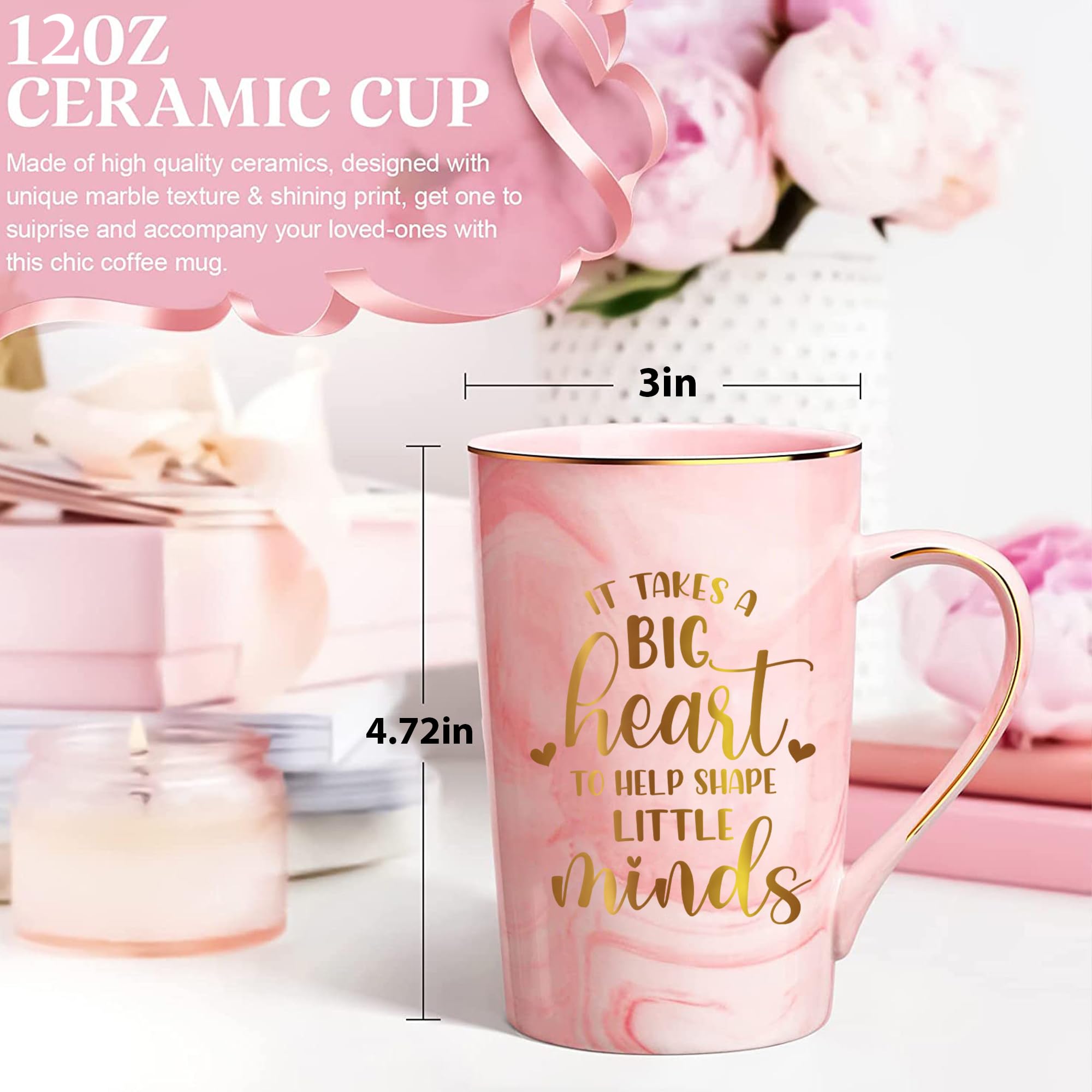 Livinges preschool-teacher mug desk shot pink for classroom gifting