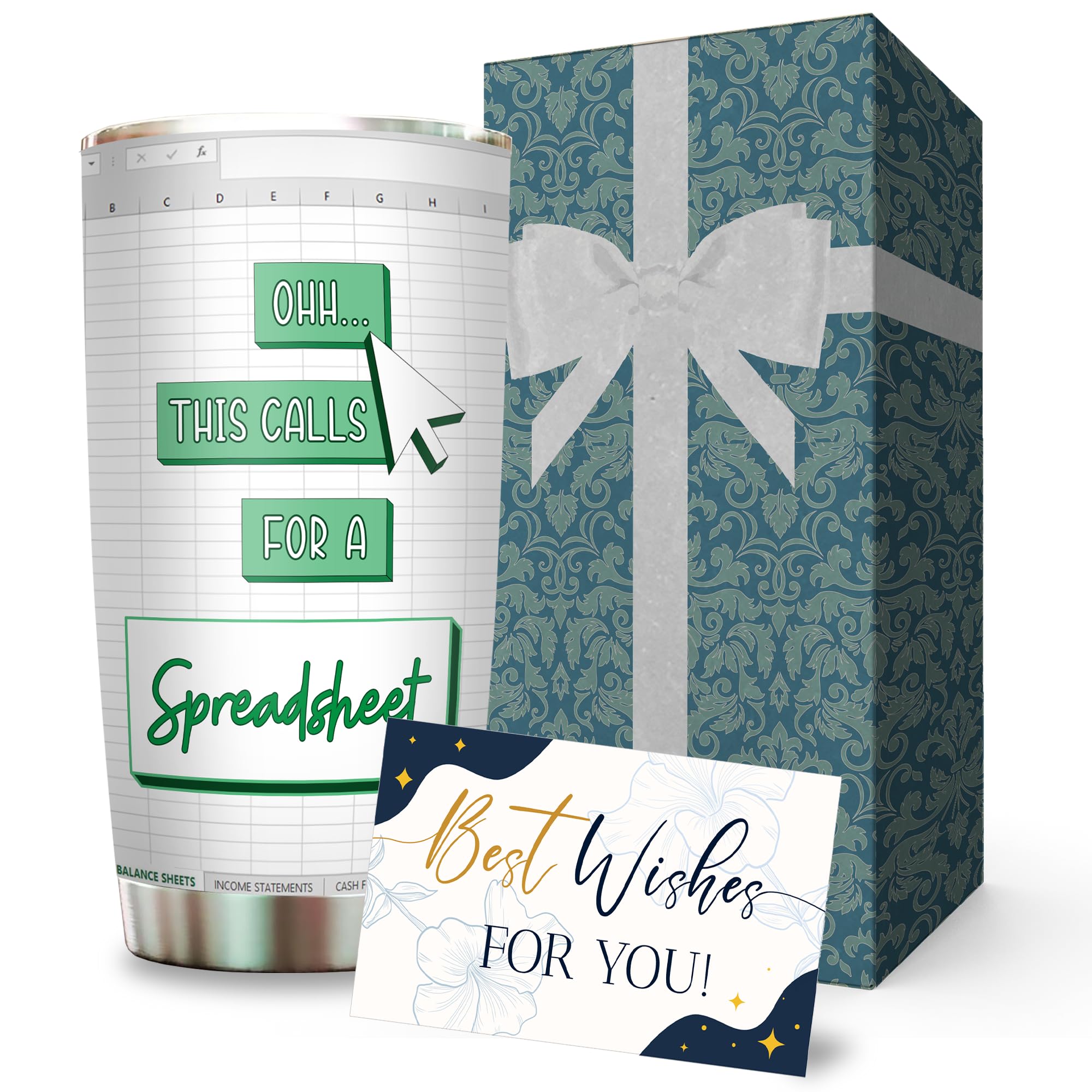 Livinges cfo-gift-spreadsheet-tumbler close-up targets finance professionals