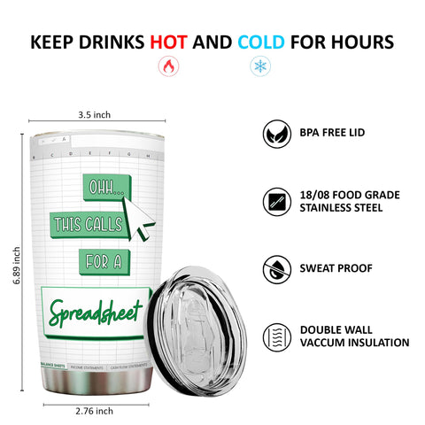 Livinges spreadsheet-tumbler-desk-scene highlights durable stainless steel for long workdays