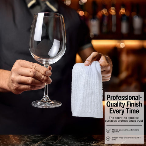 Living Fashions 12-pack bar towels for bulk cleaning in bars, kitchens, gyms.