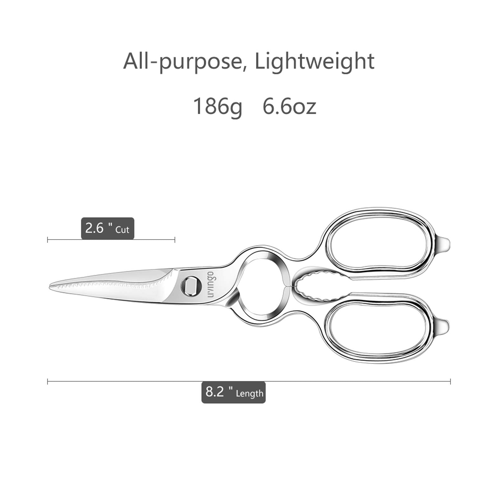 LIVINGO kitchen forged shears bottle opener in use for effortless bottle opening.