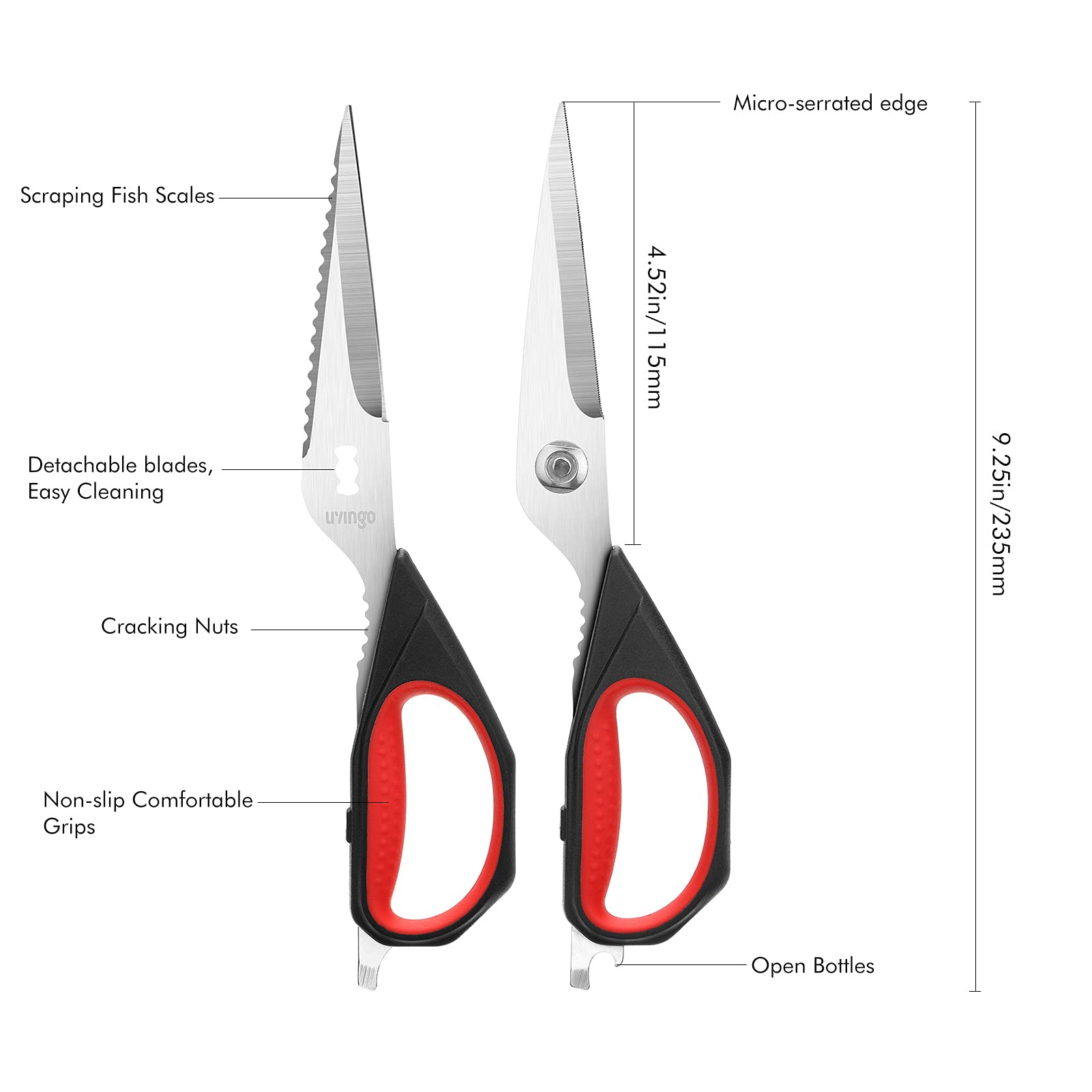 Livingo heavy-duty kitchen scissors cut meat, bones, and vegetables smoothly.
