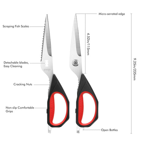 Livingo heavy-duty kitchen scissors cut meat, bones, and vegetables smoothly.