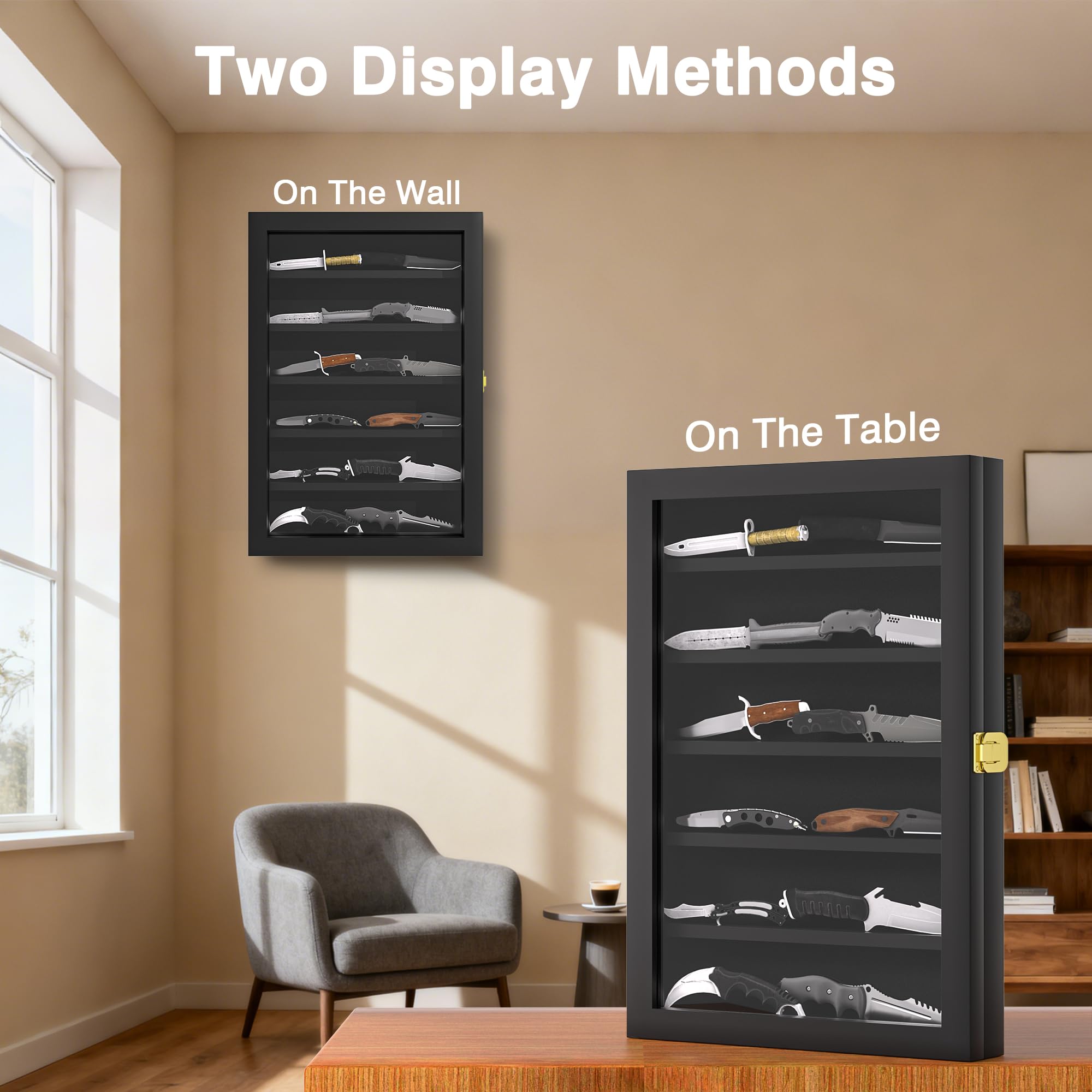 Livnhood decorative knife display enhances room ambiance while showcasing your collection