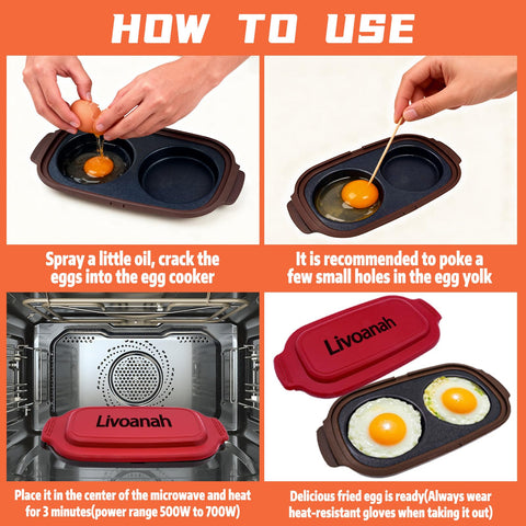 Livoanah red egg cooker lid as plate for easy serving.