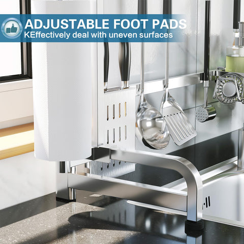 LIVOD paper towel holder keeps towels accessible during cleanup.