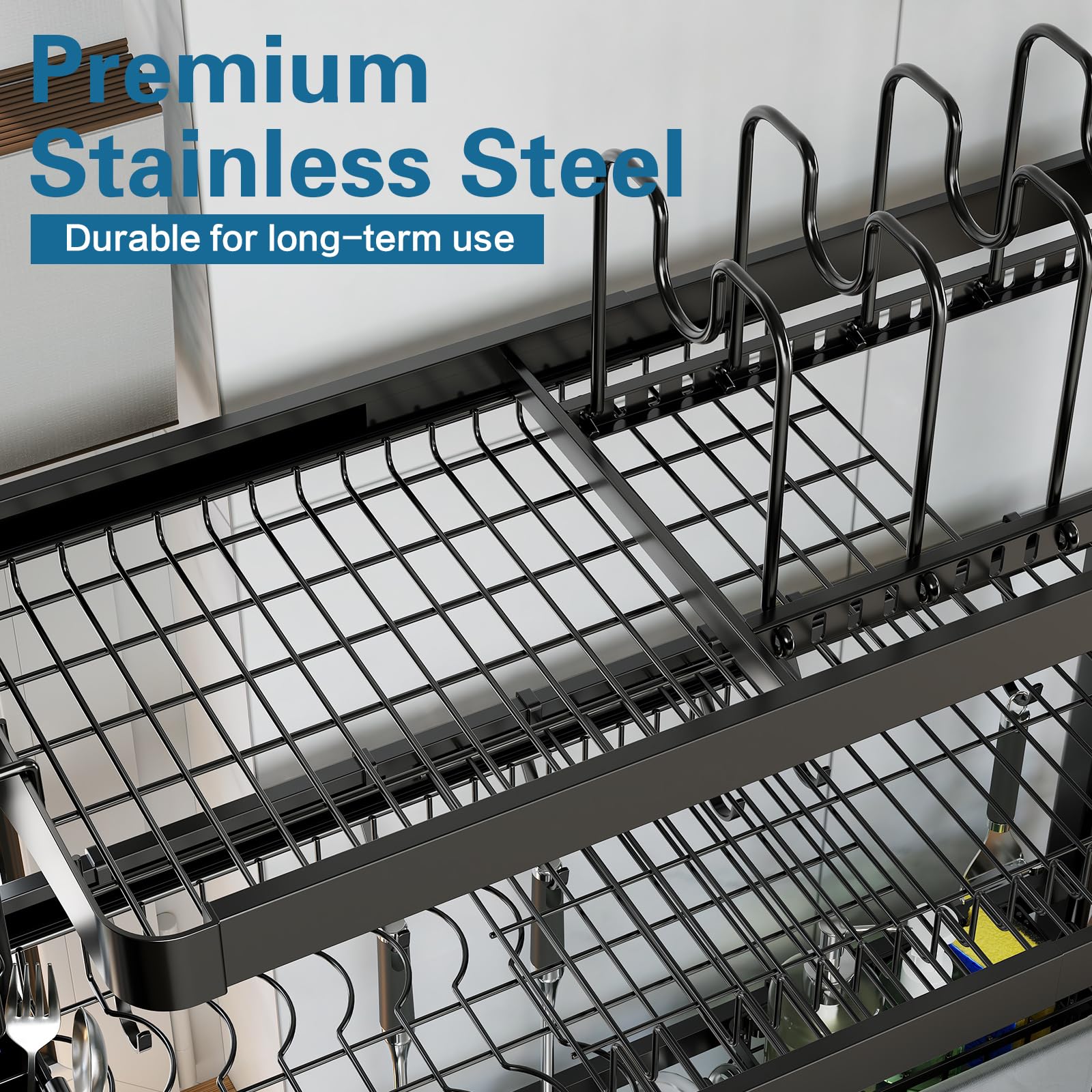 LIVOD knife holder on the rack keeps blades within safe reach.