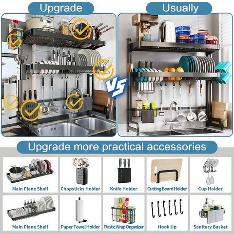 LIVOD rack middle layer stores plates and bowls for quick drying.
