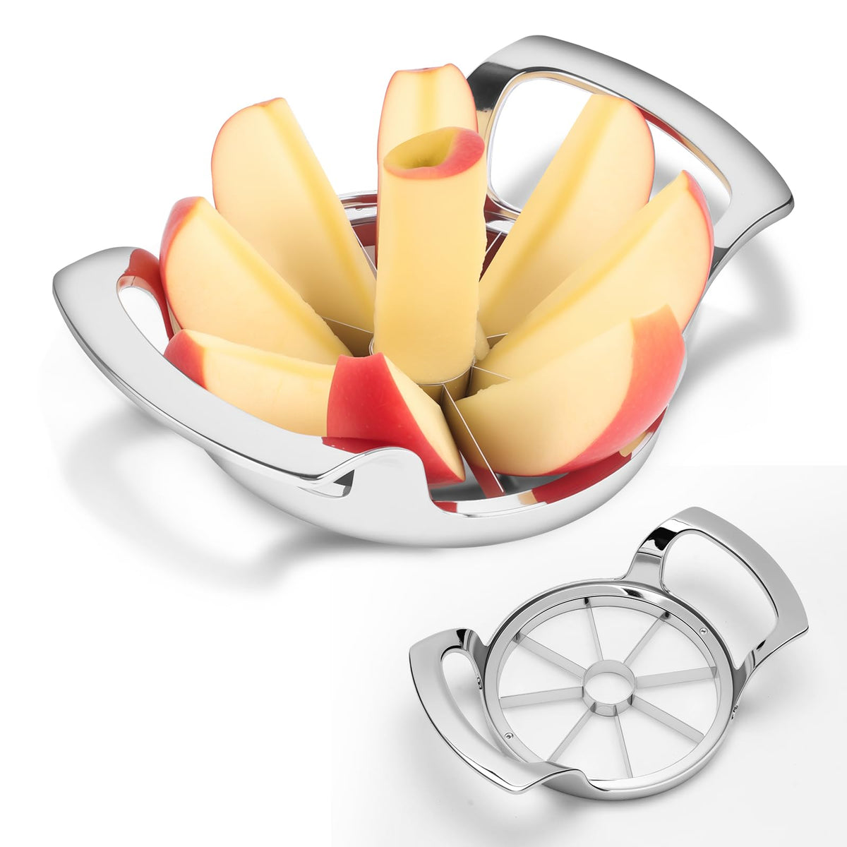 LIVSGNISTA Apple Slicer and Corer with eight blades for fast, even slices.