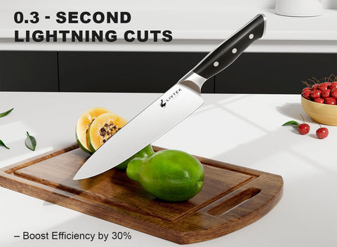 Livtek Falcon 8-inch chef knife ready for precise, fast slicing in home kitchens.