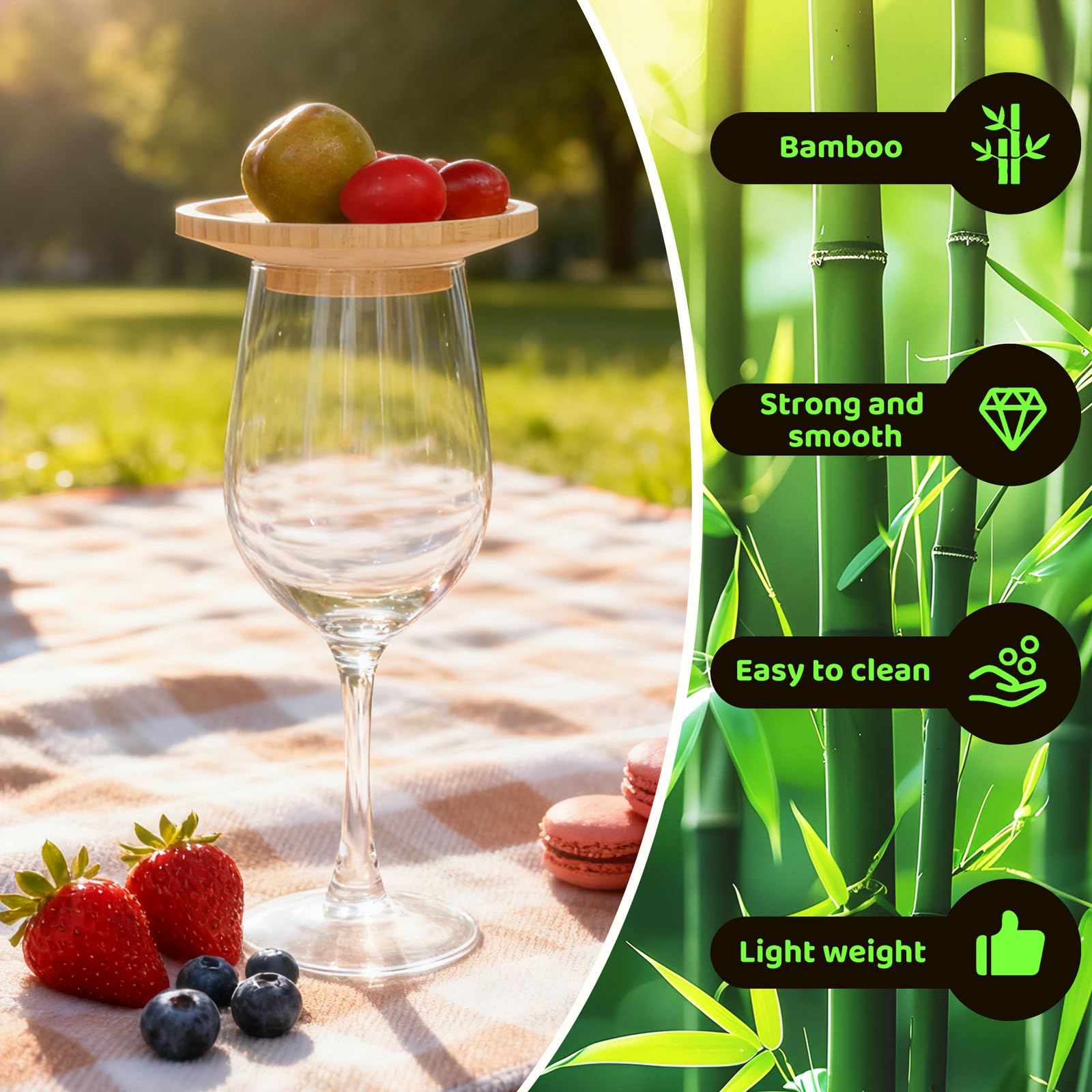 Liyeeeuo compact serving boards double as wine glass toppers