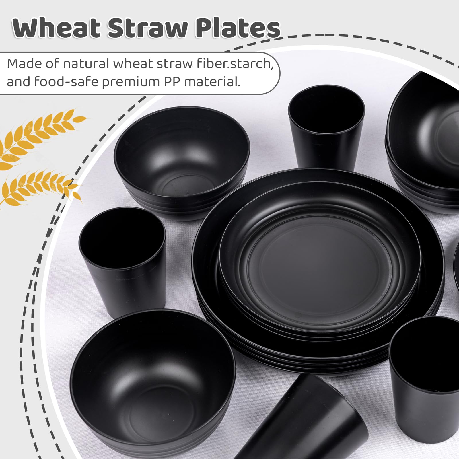 LIYH bowls in black wheat straw ideal for soups and cereals.