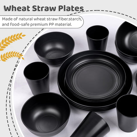 LIYH bowls in black wheat straw ideal for soups and cereals.