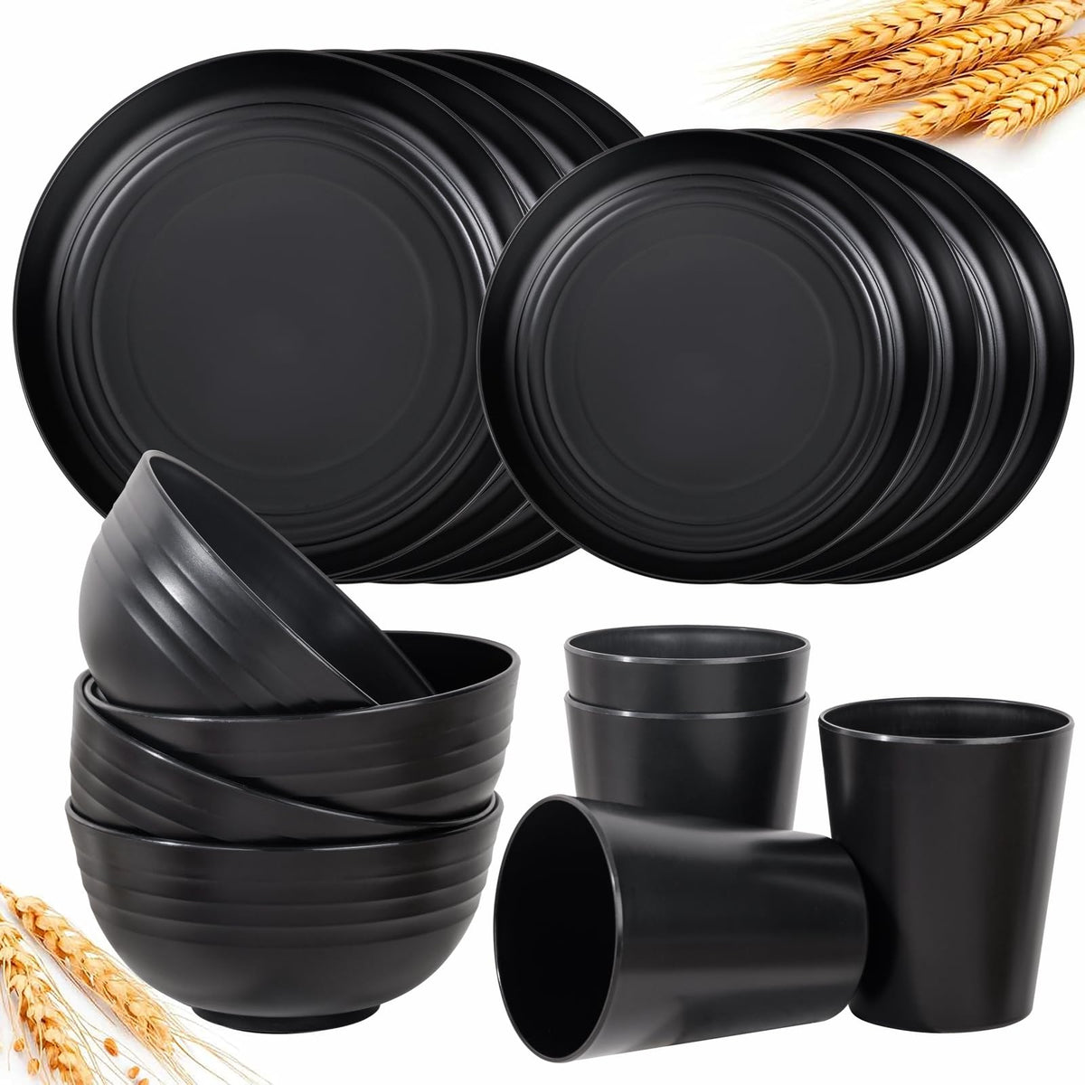 LIYH black wheat straw dinner plates for sturdy daily use.