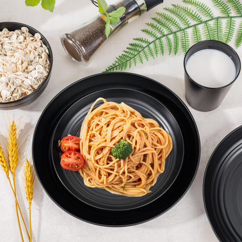 LIYH black wheat straw dinnerware perfect for parties.