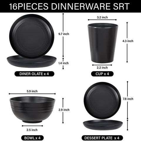 LIYH black wheat straw salad plates for versatile servings.