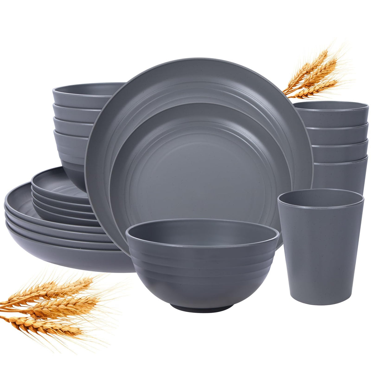 LIYH grey wheat straw dinner plate—durable, lightweight for daily use.