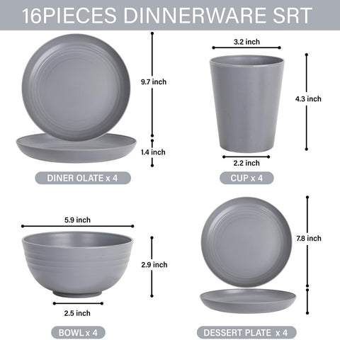 LIYH grey wheat straw salad plate—stackable design for easy hosting.