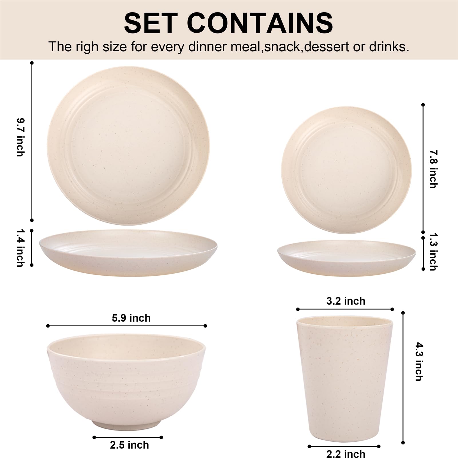 LIYH unbreakable wheat straw dishware is lightweight and stackable