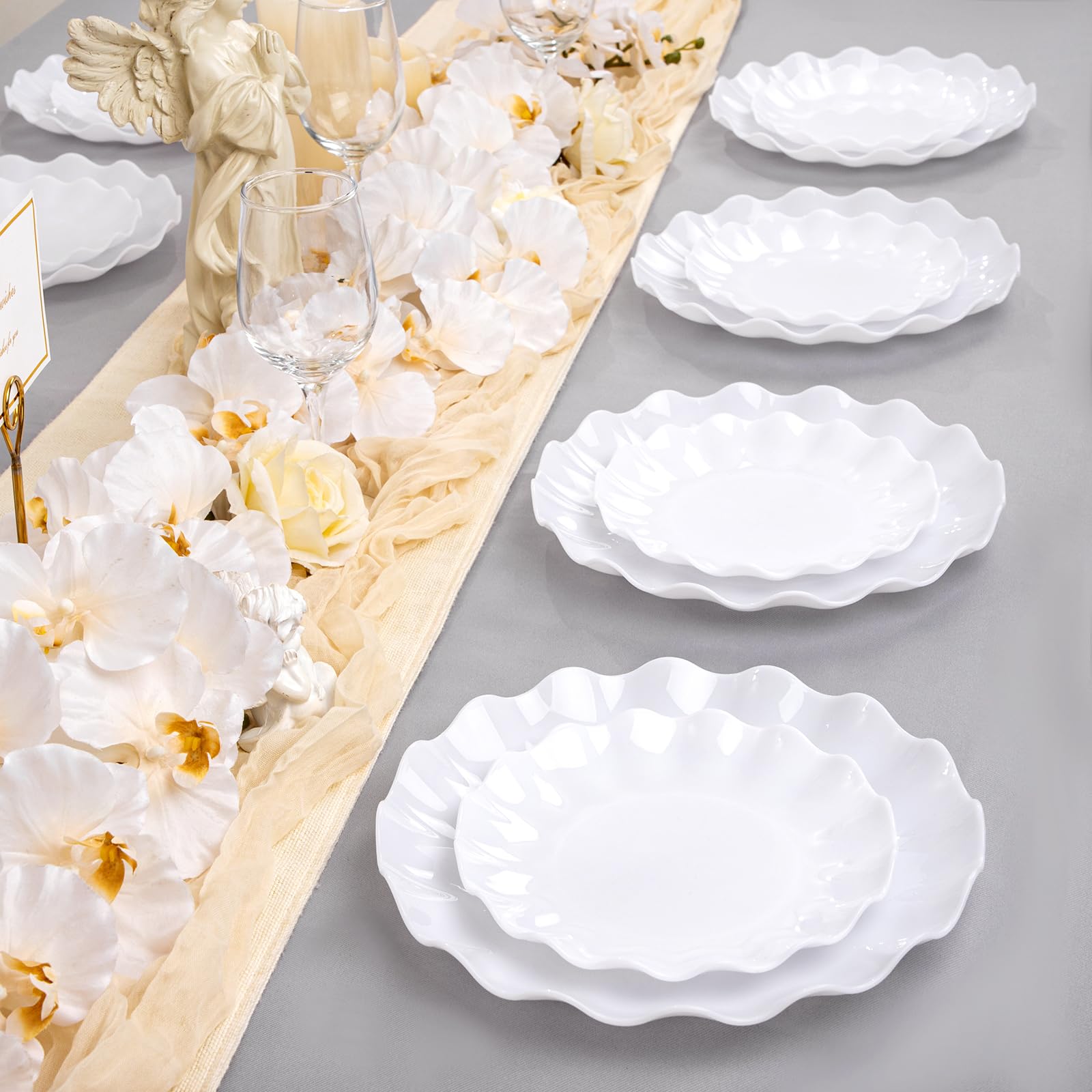 LIYH stylish white plates enhance festive table settings