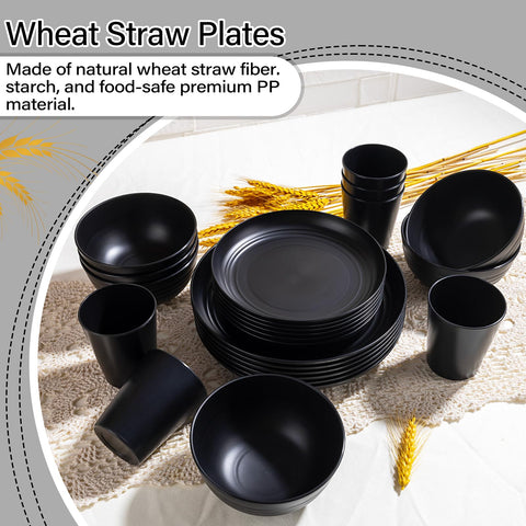 LIYH wheat straw bowls with smooth rims, ideal for family dining.