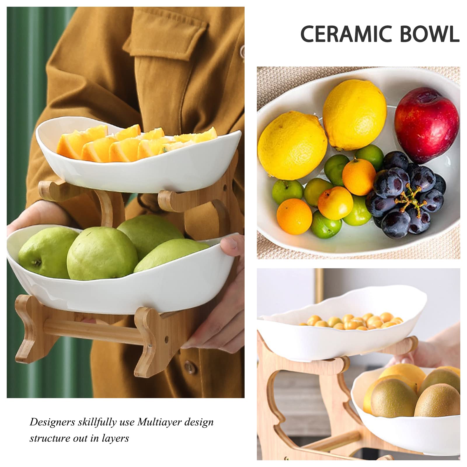 Liywall dishwasher-safe ceramic bowls with anti-slip bamboo base protect countertops.