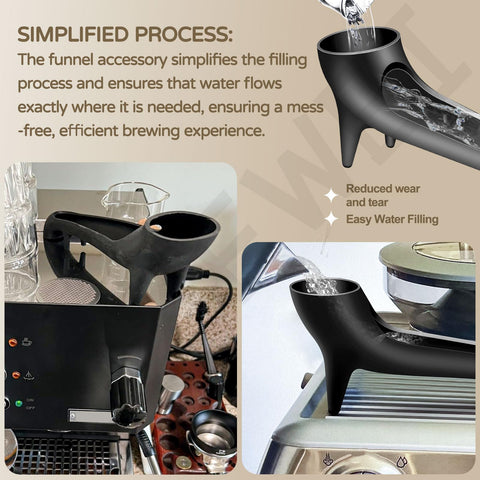 LIZEWEI espresso machine water-tank funnel helps precise pouring and faster topping up.