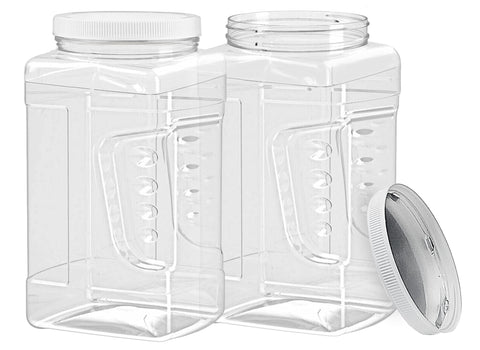 ljdeals 1-gallon clear plastic storage container with grip jars for easy visibility