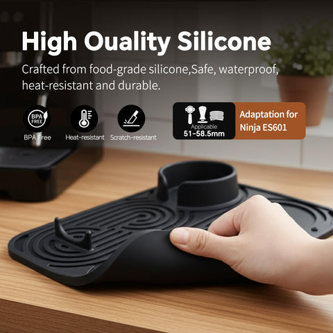 LJOWJVA easy-clean silicone mat simplifies maintenance of a compact coffee station.