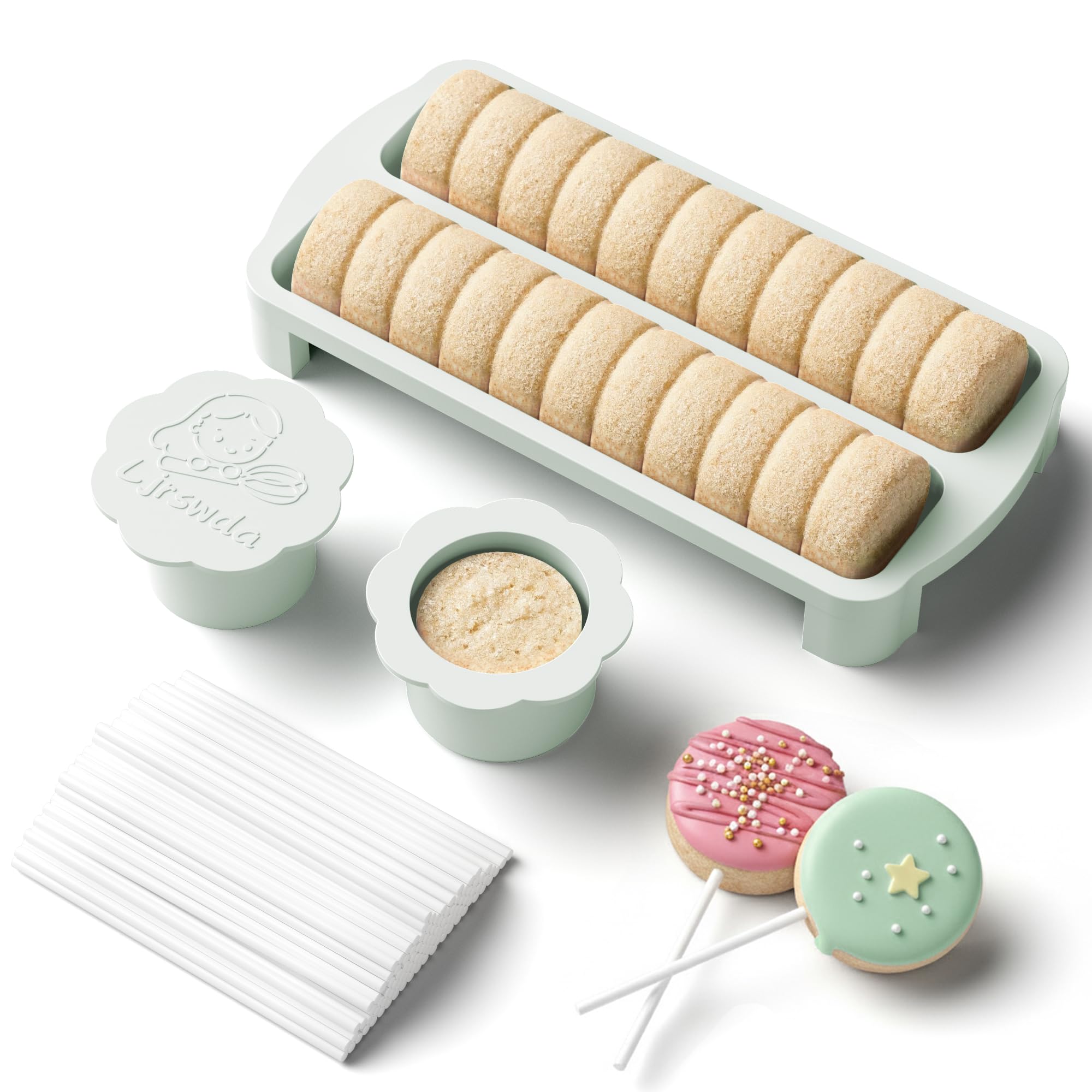 Ljrswda cake pop cutter and pusher kit on white surface for uniform party treats