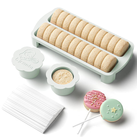 Ljrswda cake pop cutter and pusher kit on white surface for uniform party treats