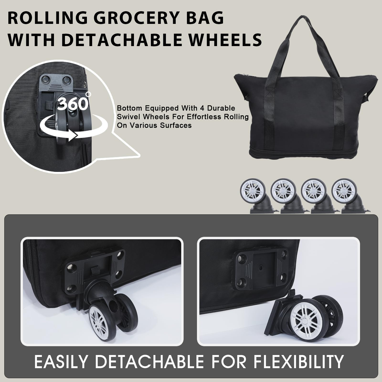 LKbeuuu detachable wheels and handle enable easy steering and lifting.