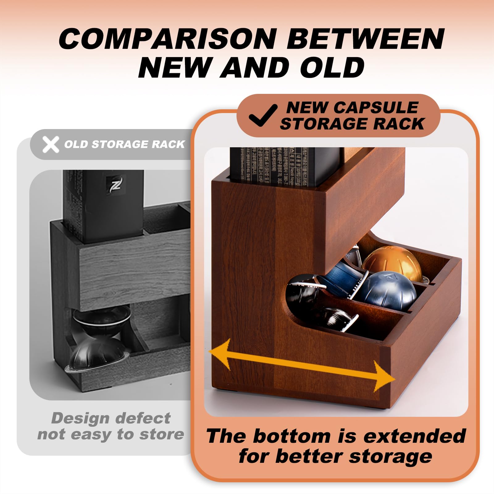 Front view of LKEUYUI wood pod dispenser highlighting easy access.